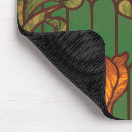 Glas in lood look bloemenart nouveau oranje groen muismat (Hoek)