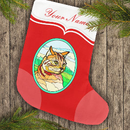 Glas in lood Look Cat 1 Grote Kerstsok