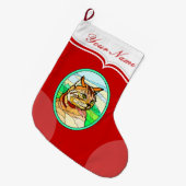 Glas in lood Look Cat 1 Grote Kerstsok (Voorkant (Hangend))