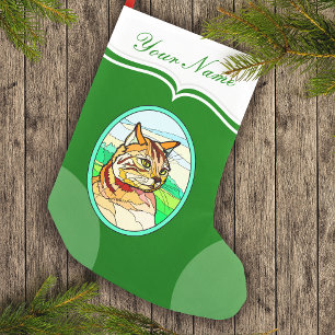 Glas in lood Look Cat 1 Kleine Kerstsok
