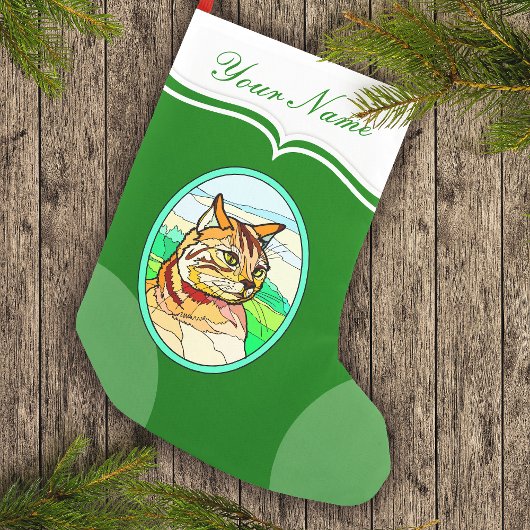 Glas in lood Look Cat 1 Kleine Kerstsok