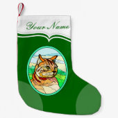 Glas in lood Look Cat 1 Kleine Kerstsok (Voorkant)