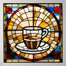 Glas in lood Look Coffee Cup Design