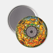 Glas in lood look floral  Tiffany look Magneet (Voorkant / Achterkant)