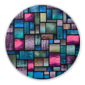 Glas in lood look kleurrijk Abstract Keramische Knop (Voorkant)