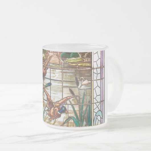 Glas in lood look Mallard eend en staarten Matglas Koffiemok (Voorkant rechts)