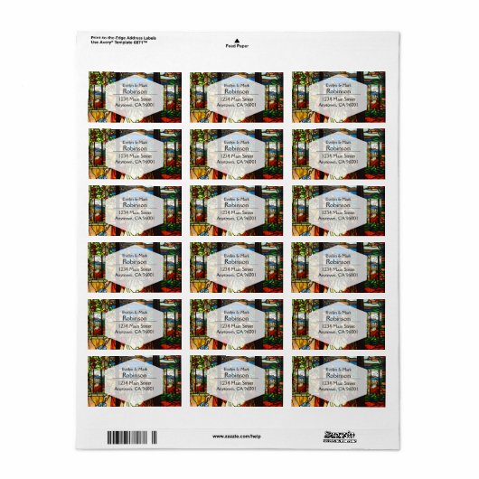 Glas in lood look met dame zittend. etiket (Full Sheet)