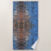 Glas in lood look mozaïek abstract blauw bruin strandlaken (Voorkant)