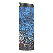 Glas in lood look mozaïek abstract blauw bruin thermosbeker (Geroteerd rechts)