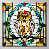 Glas in lood Look Owl Design Poster (Voorkant)