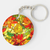 Glas in lood look poinsettia flower tiffany sleutelhanger (Achterkant)