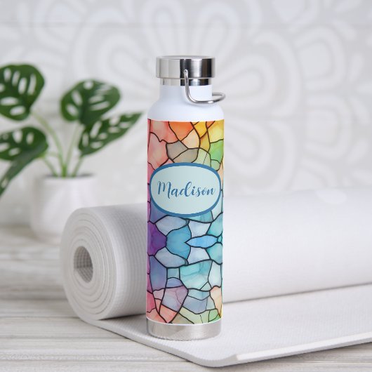 Glas in lood Look Rainbow Alcohol en Ink Waterfles (Yoga)