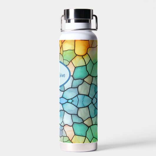 Glas in lood Look Rainbow Alcohol en Ink Waterfles (Achterkant)