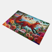 Glas in lood Look Red Fox and Flowers Deurmat (Schuin)