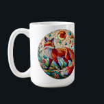 Glas in lood Look Red Fox Koffiemok<br><div class="desc">Dit levendige ontwerp repliceert het uiterlijk van glas in lood en beschikt over een knappe rode vos die tussen de bloemen loopt.</div>