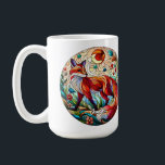 Glas in lood Look Red Fox Koffiemok<br><div class="desc">Dit levendige ontwerp repliceert het uiterlijk van glas in lood en beschikt over een knappe rode vos die tussen de bloemen loopt.</div>