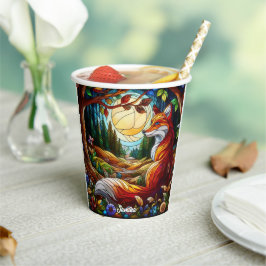 Glas in lood Look Red Fox Papieren Bekers