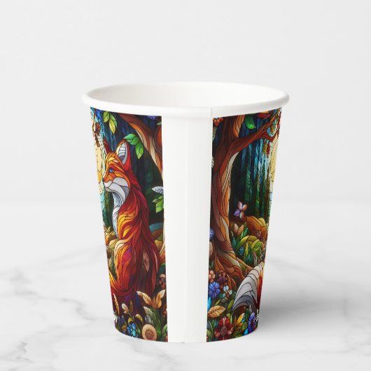Glas in lood Look Red Fox Papieren Bekers (Rechts)