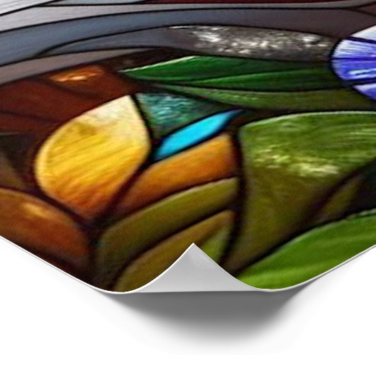 Glas in lood Look Red Fox Poster (Hoek)