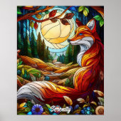 Glas in lood Look Red Fox Poster (Voorkant)