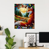 Glas in lood Look Red Fox Poster (Thuiskantoor)