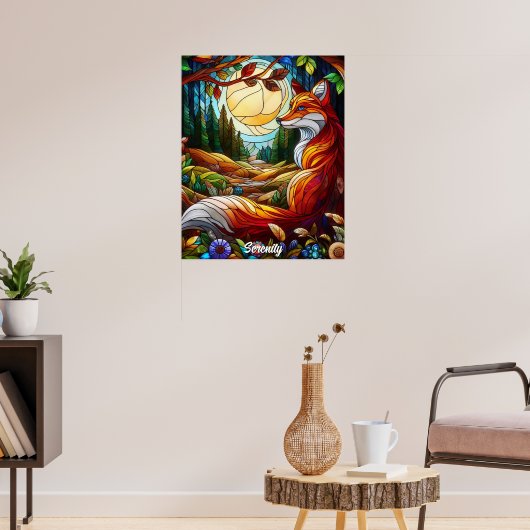 Glas in lood Look Red Fox Poster (Woonkamer 3)