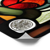 Glas in lood Look Single Roos downloadbaar ontwerp Poster (Hoek)