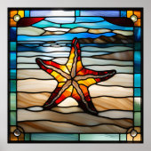 Glas in lood Look Starfish Design Poster (Voorkant)