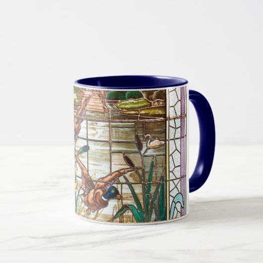 Glas in lood look wilde eenden mok (Voorkant rechts)