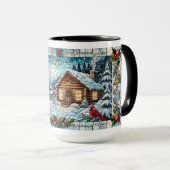 Glas in lood Look Winter Scene Kerst Mok (Voorkant rechts)