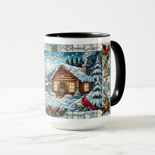 Glas in lood Look Winter Scene Kerst Mok (Voorkant rechts)