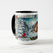 Glas in lood Look Winter Scene Kerst Mok (Voorkant links)