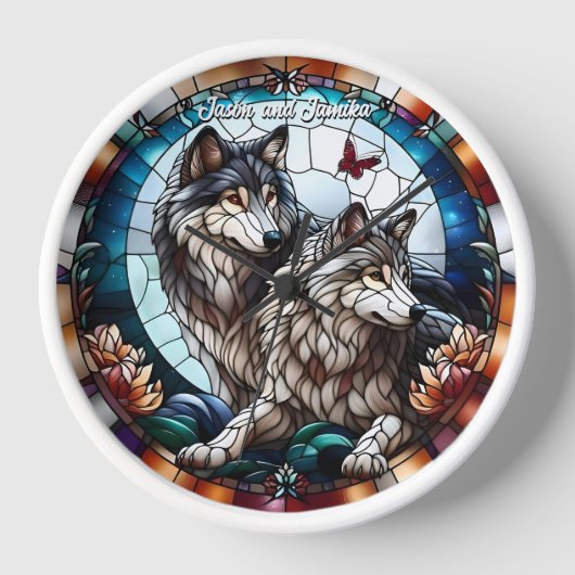 Glas in lood Look Wolf Pair (Voorkant)