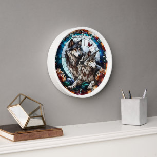 Glas in lood Look Wolf Pair