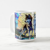 Glas in lood Look Wolf Pair Koffiemok (Voorkant links)