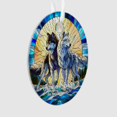 Glas in lood Look Wolf Pair Ornament (voorkant)