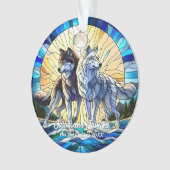 Glas in lood Look Wolf Pair Ornament (voorkant)