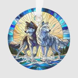 Glas in lood Look Wolf Pair Ornament