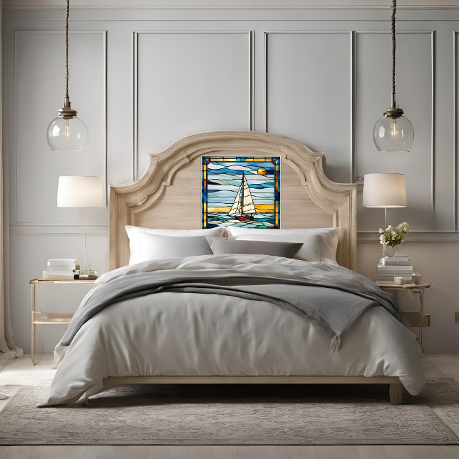 Glas in lood Look Zeilboot Peel en Stick Wallpap Behang (Creator heeft geüpload)