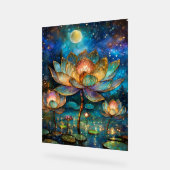 Glas in lood Lotus Bloesems in het maanlicht Acryl Bord (Hoek)