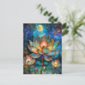 Glas in lood Lotus Bloesems in het maanlicht Briefkaart (Staand voorkant)