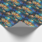 Glas in lood Lotus Bloesems in het maanlicht Cadeaupapier (Hoek)