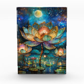 Glas in lood Lotus Bloesems in het maanlicht Fotoblokken (Voorkant)