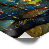 Glas in lood Lotus Bloesems in het maanlicht Perfect Poster (Hoek)