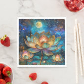 Glas in lood Lotus Bloesems in het maanlicht Servet (Insitu)