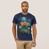 Glas in lood Lotus Bloesems in het maanlicht T-shirt (Voorkant volledig)