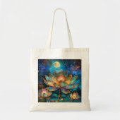 Glas in lood Lotus Bloesems in het maanlicht Tote Bag (Voorkant)