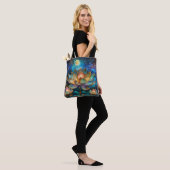 Glas in lood Lotus Bloesems in het maanlicht Tote Bag (Op model)
