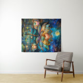 Glas in lood Lotus Bloesems in het maanlicht Wandkleed (In Situ (horizontaal))