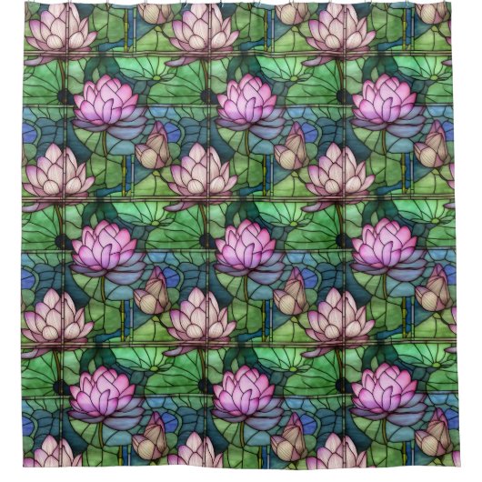 Glas in lood Lotus douchegordijn (Voorkant)